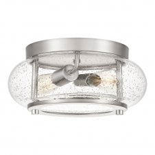 Flush Nickel Ceiling Light with Glass for low hallways
