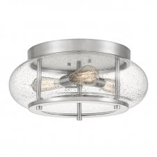 Flush Vintage style Hall Lantern Nickel and seeded Glass