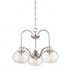 Triple Light globe cafe style lighting glass and brushed nickel