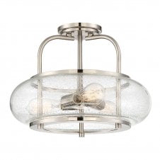Semi Flush industrial style ceiling light with retro glass shade