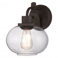 vintage wall light in old bronze with clear seeded glass