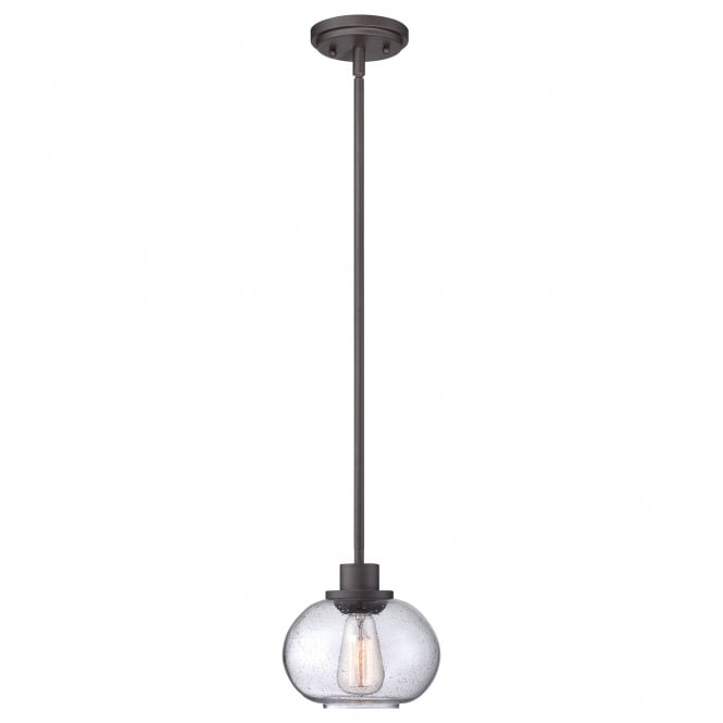 TRILOGY vintage mini ceiling pendant with old bronze rod suspension and seeded glass shade