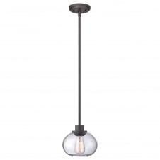 vintage bronze ceiling pendant with clear seeded glass shade