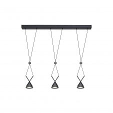 TRINITY LED 3 Light Ceiling Pendant Bar Conical Shade Sand Black Finish with 3 year warranty