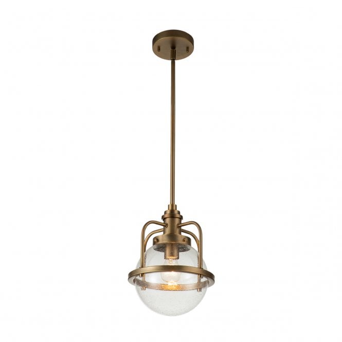 TRIOCENT 1 Light Pendant/Semi-Flush in Beass with Clear Glass Globe