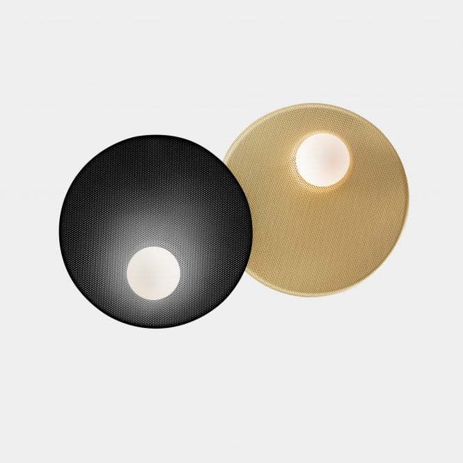 TRIP 2 Light Wall fixture in Matte Black and Gold with Opal Shades | Small