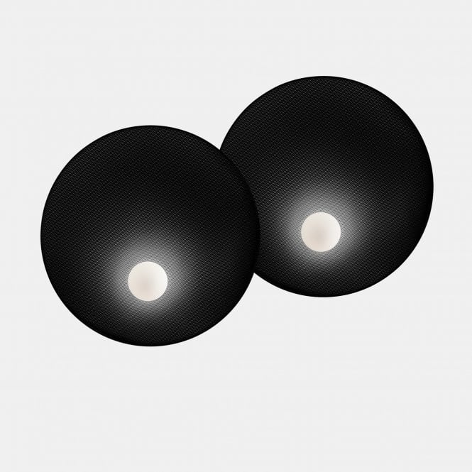 TRIP 2 Light Wall fixture in Matte Black with Opal Shades | Large