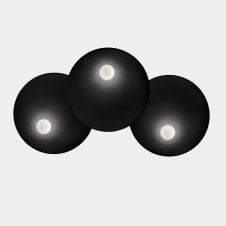 TRIP 3 Light Wall fixture in Matte Black with Opal Shades