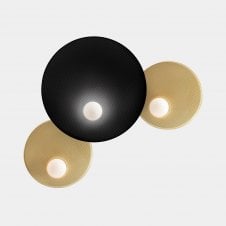 TRIP 3 Light Wall fixture in Matte Gold and Black with Opal Shades | Multi-Size