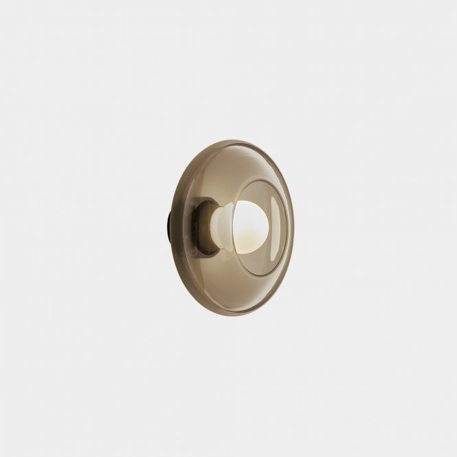 TRIP Single Glass Wall Light in Tinted Brown Glass with Opal Diffuser