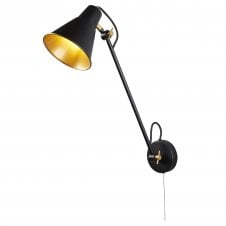 black and gold adjustable wall light