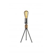 Tripod Table Lamp Dimmable Chrome with Wood 
