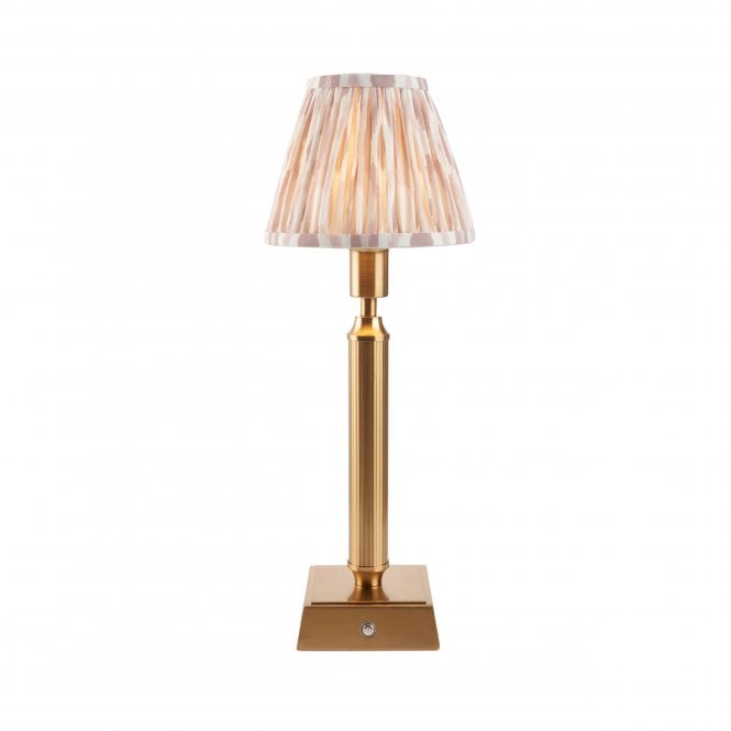 Trobridge Rechargeable Table Lamp with Ikat Shade in Neutral