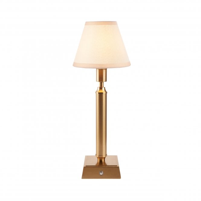 Trobridge Rechargeable Table Lamp with Ivy Shade in Vintage White