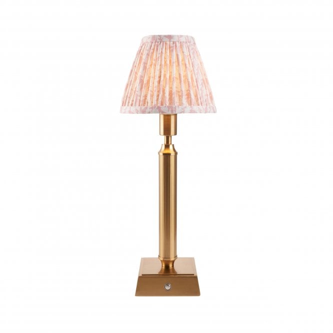 Trobridge Rechargeable Table Lamp with Leaf Shade in Peach