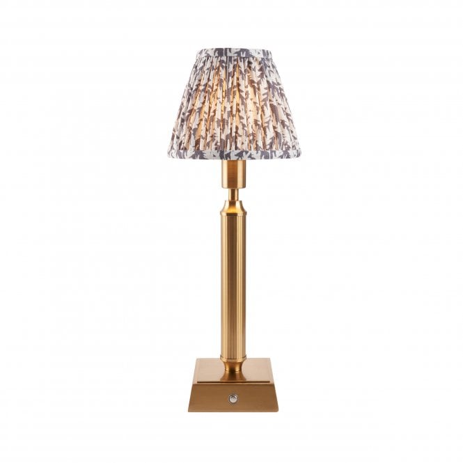 Trobridge Rechargeable Table Lamp with Leaf Shade in Pearl Grey