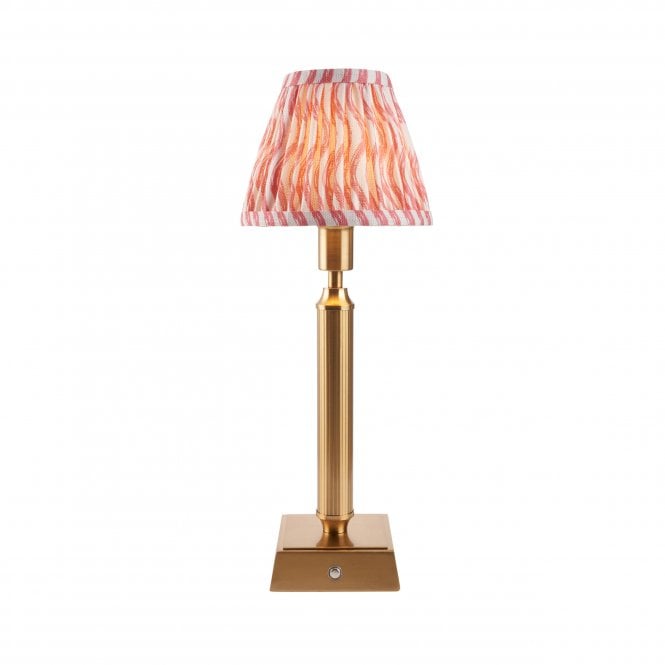 Trobridge Rechargeable Table Lamp with Ripple Shade in Coral Pink
