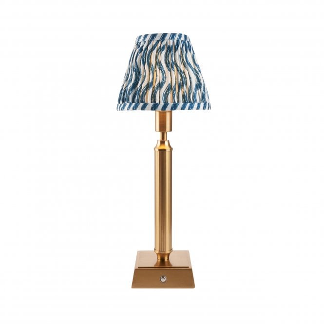 Trobridge Rechargeable Table Lamp with Ripple Shade in Marlin Blue