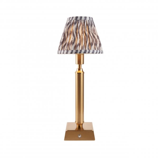 Trobridge Rechargeable Table Lamp with Ripple Shade in Pearl Grey