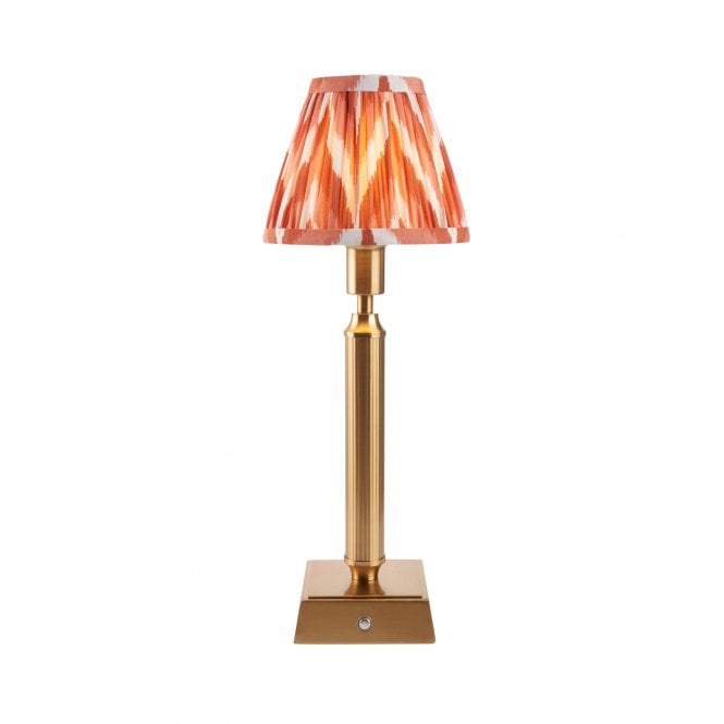 Trobridge Rechargeable Table Lamp with Zigzag Shade in Apricot