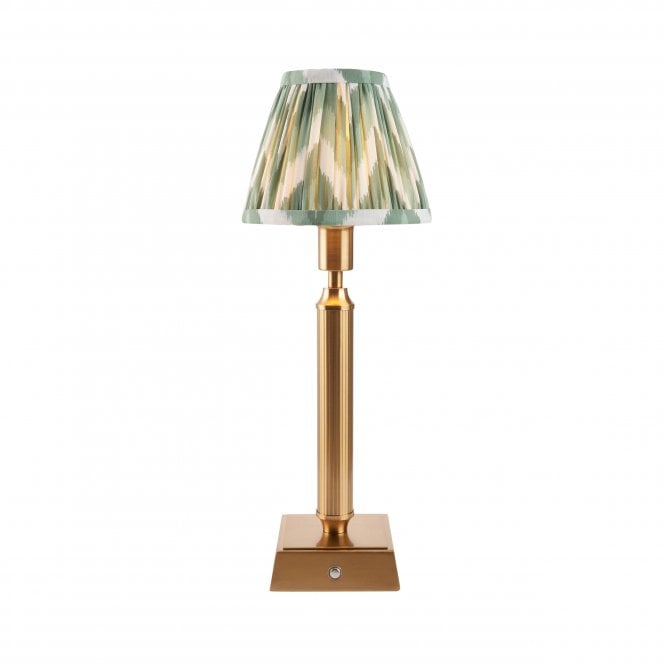 Trobridge Rechargeable Table Lamp with Zigzag Shade in Cotswold Green