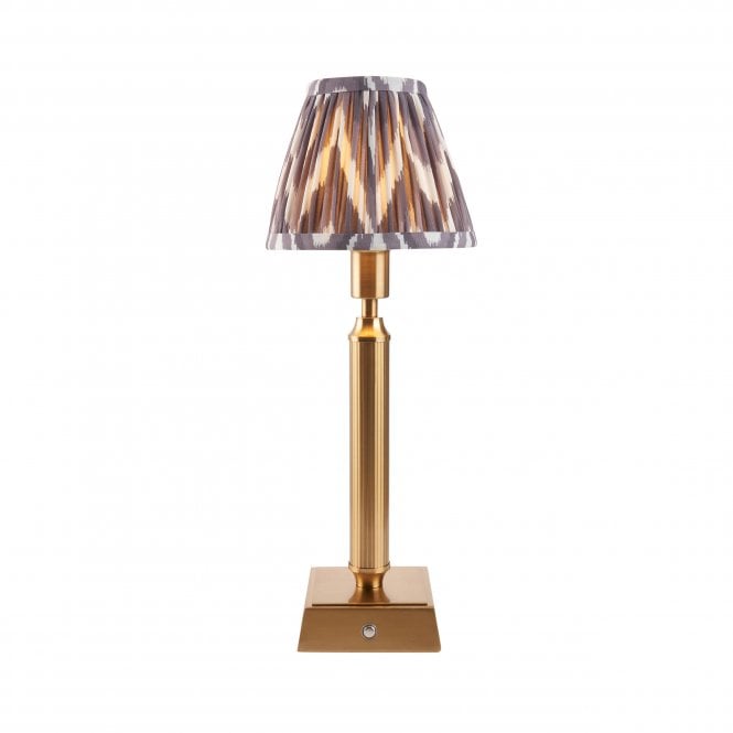 Trobridge Rechargeable Table Lamp with Zigzag Shade in Pearl Grey