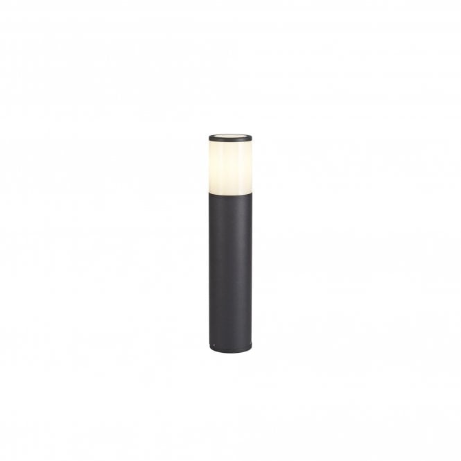 TUBULATE Modern 45cm Outdoor Post Light Anthracite with Cylinder Opal Glass Shade