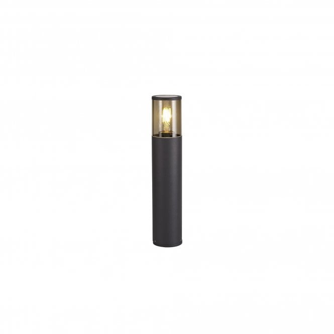 TUBULATE Modern 45cm Outdoor Post Light Anthracite with Cylinder Smoked Glass Shade