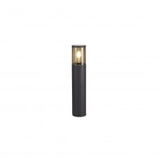 Modern 45cm Outdoor Post Light Anthracite Cylinder Smoked Glass Shade