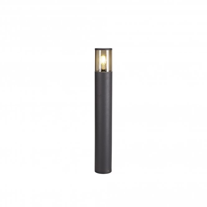 TUBULATE Modern 65cm Outdoor Post Light Anthracite with Cylinder Smoked Glass Shade