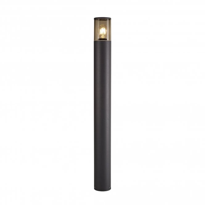 TUBULATE Modern 90cm Outdoor Post Light Anthracite with Cylinder Smoked Glass Shade