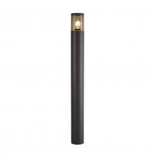 TUBULATE Modern 90cm Outdoor Post Light Anthracite with Cylinder Smoked Glass Shade