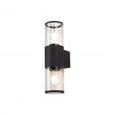 TUBULATE Modern Outdoor Twin Wall Light Anthracite with Cylinder Clear Glass Shades