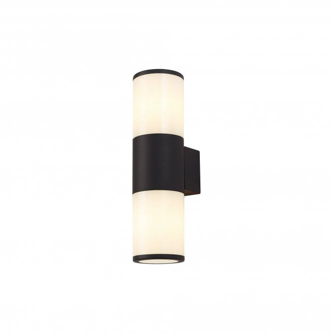 TUBULATE Modern Outdoor Twin Wall Light Anthracite with Cylinder Opal Glass Shade