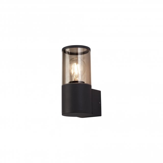 TUBULATE Modern Outdoor Wall Light Anthracite with Cylinder Smoked Glass Shade