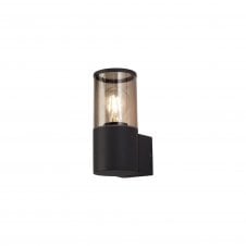 TUBULATE Modern Outdoor Wall Light Anthracite with Cylinder Smoked Glass Shade