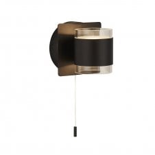 Black wall light with pull cord