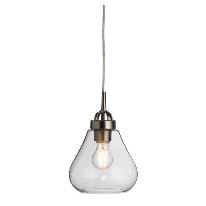 TURUA Ceiling Pendant in Antique Chrome with Clear Glass Shade