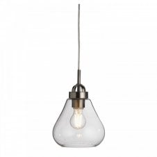 TURUA Ceiling Pendant in Antique Chrome with Clear Glass Shade