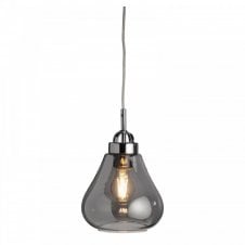 TURUA Ceiling Pendant in Polished Chrome with Smoked Glass Shade