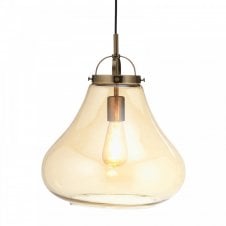 TURUA Large Ceiling Pendant in Antique Brass with Tinted Glass Shade
