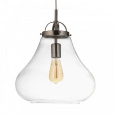 TURUA Large Ceiling Pendant in Antique Chrome with Clear Glass Shade