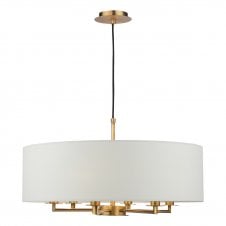 antique bronze 6 arm ceiling pendant with ivory shade