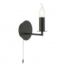 matt black traditional wall light bracket with decorative candle bulb