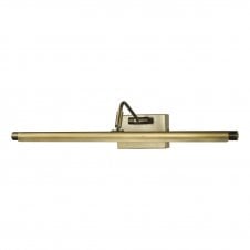 A large, modern, slimline, brushed bronze picture light 