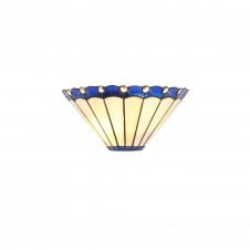 UNA cream and blue glass Tiffany style twin wall washer light with crystal detailing