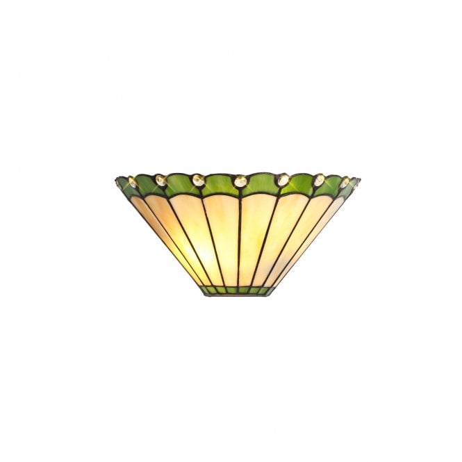 UNA cream and green glass Tiffany style twin wall washer light with crystal detailing