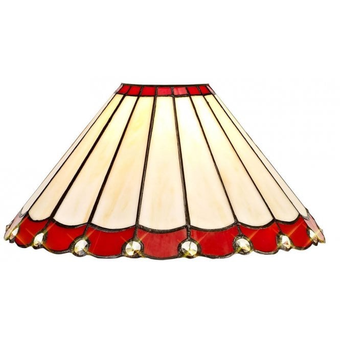 UNA cream and red glass Tiffany style shade with crystal detailing