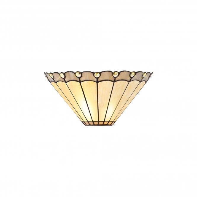 UNA Tiffany Wall Lamp | 2 x E14 | Grey, Cream & K9 Crystal | Handcrafted