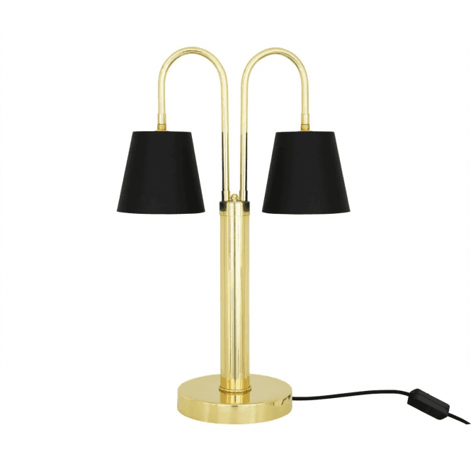 UPPSULA Two-Arm Brass Table Lamp with Fabric Shades